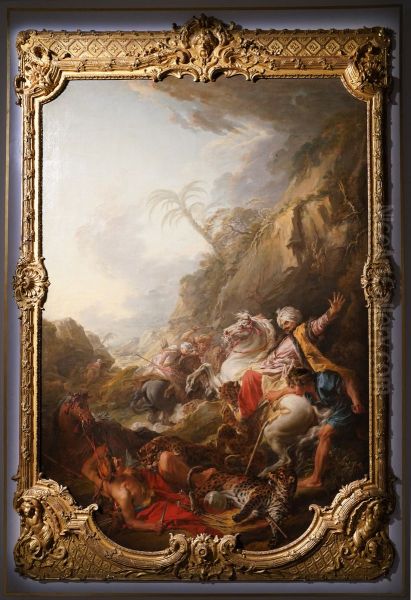 Leopard hunt Oil Painting by Francois Boucher