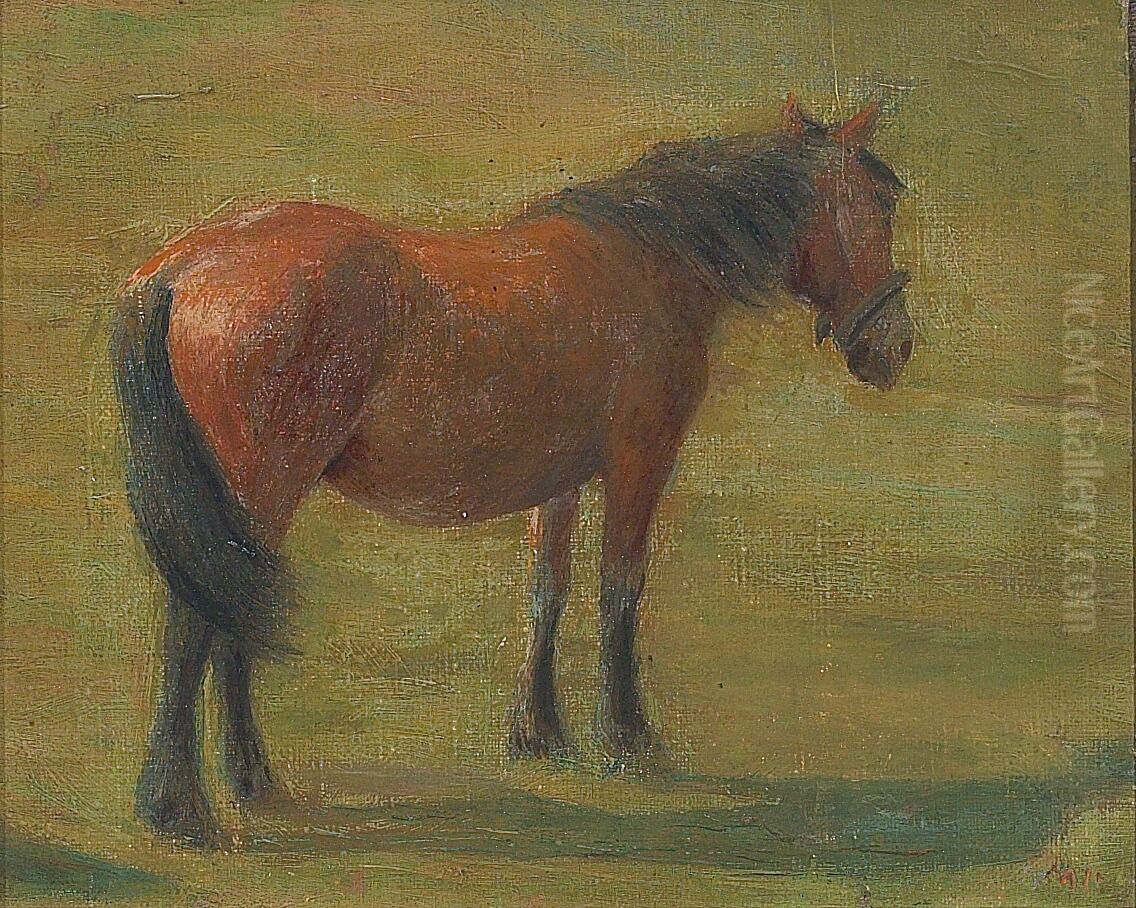 Horse in a field. Oil Painting by Hans Michael Therkildsen