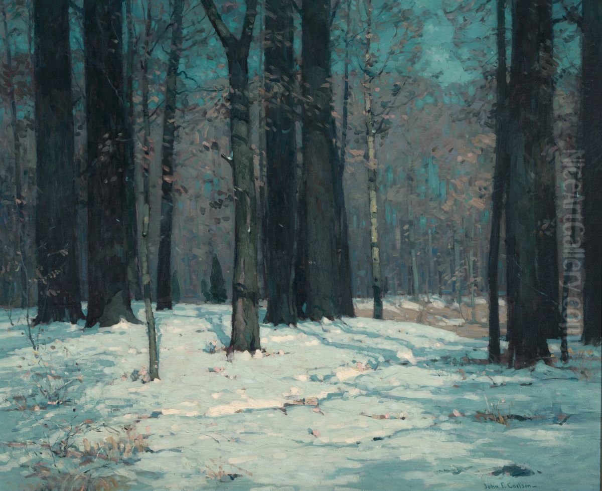 Woods in Winter Oil Painting by John F. Carlson