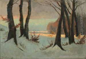 Winter landscape with trees. (37 x 54 cm).