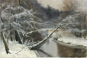 Winter scene with a stream.