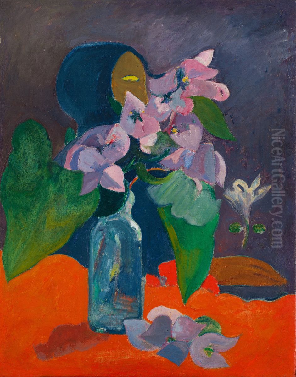 Still Life with Flowers and Idol Oil Painting by Paul Gauguin