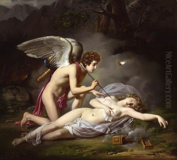 Amour and Psyche Oil Painting by Michel Philibert Genod
