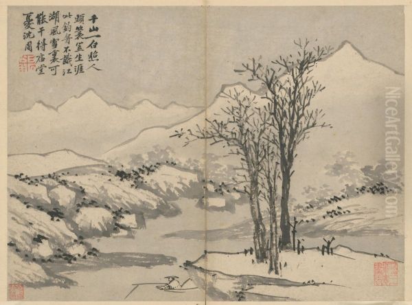 <<chen zhou wo you tu ce-xue jiang yu fu>> Oil Painting by Shen Zhou