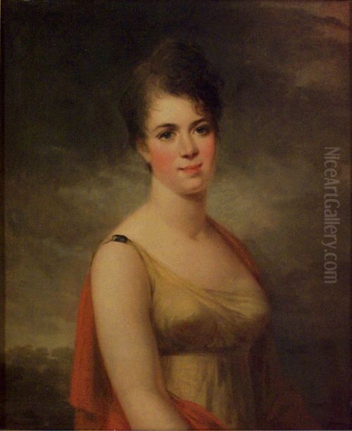 Portratt av Constance Koskull (mojligen Mariana E. Koskull) Oil Painting by Carl Frederik von Breda