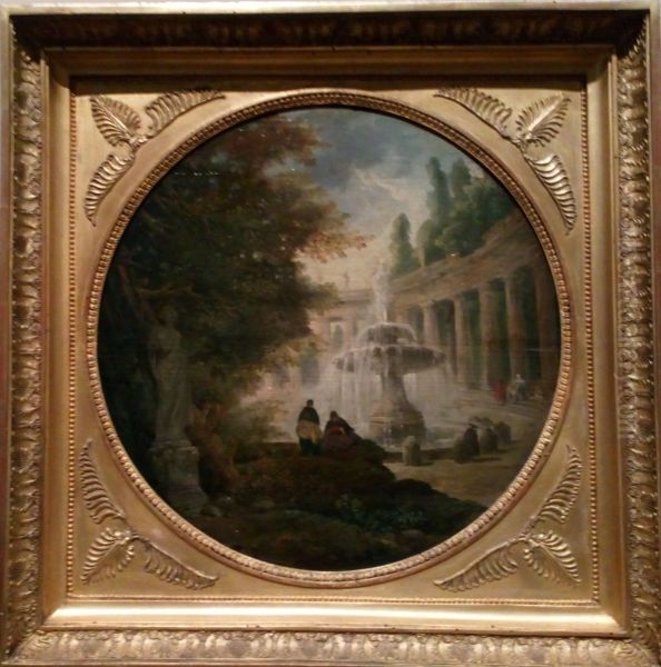 Personnages dans le parc de la villa Barberini a Rome Oil Painting by Hubert Robert