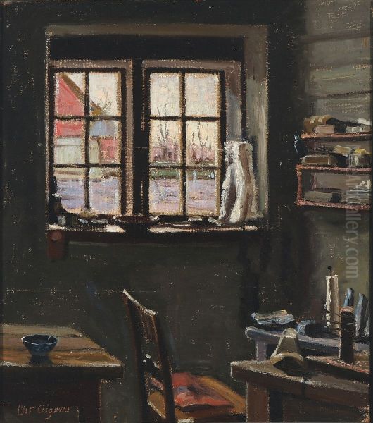 Almueinterior med lysindfald Oil Painting by Christian Aigens