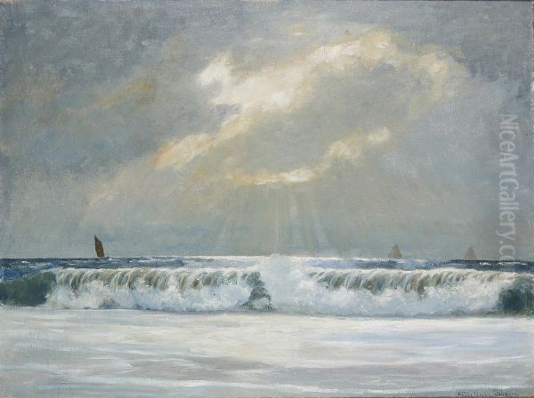 Waves along the coast of Skagen. Oil Painting by Poul Friis Nybo