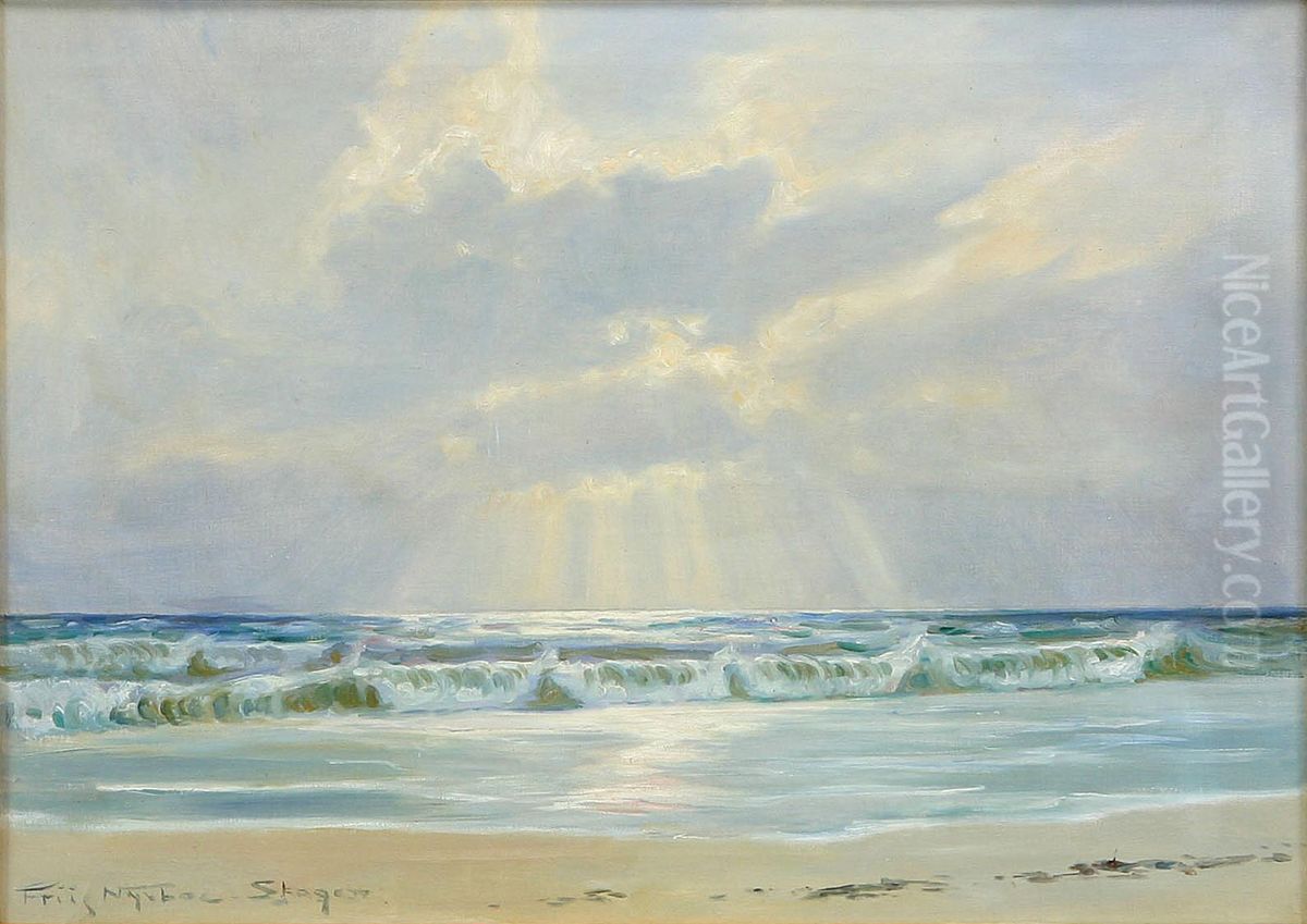 Coastal view with surf. Oil Painting by Poul Friis Nybo