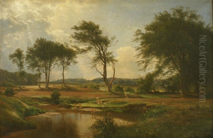 Dansk landskab. Oil Painting by Carl Frederik Aagaard