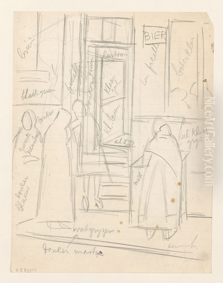 Cabaret Preparatory study for a painting, with indication of colours Oil Painting by Constant Permeke
