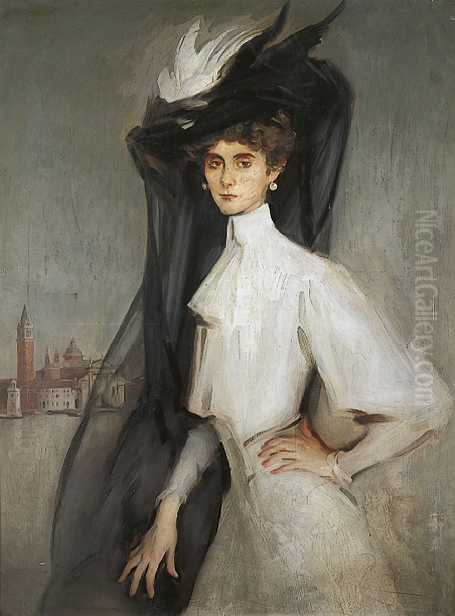 Olga Alberta (1871-1930), Baroness de Meyer Oil Painting by William Bruce Ellis Ranken