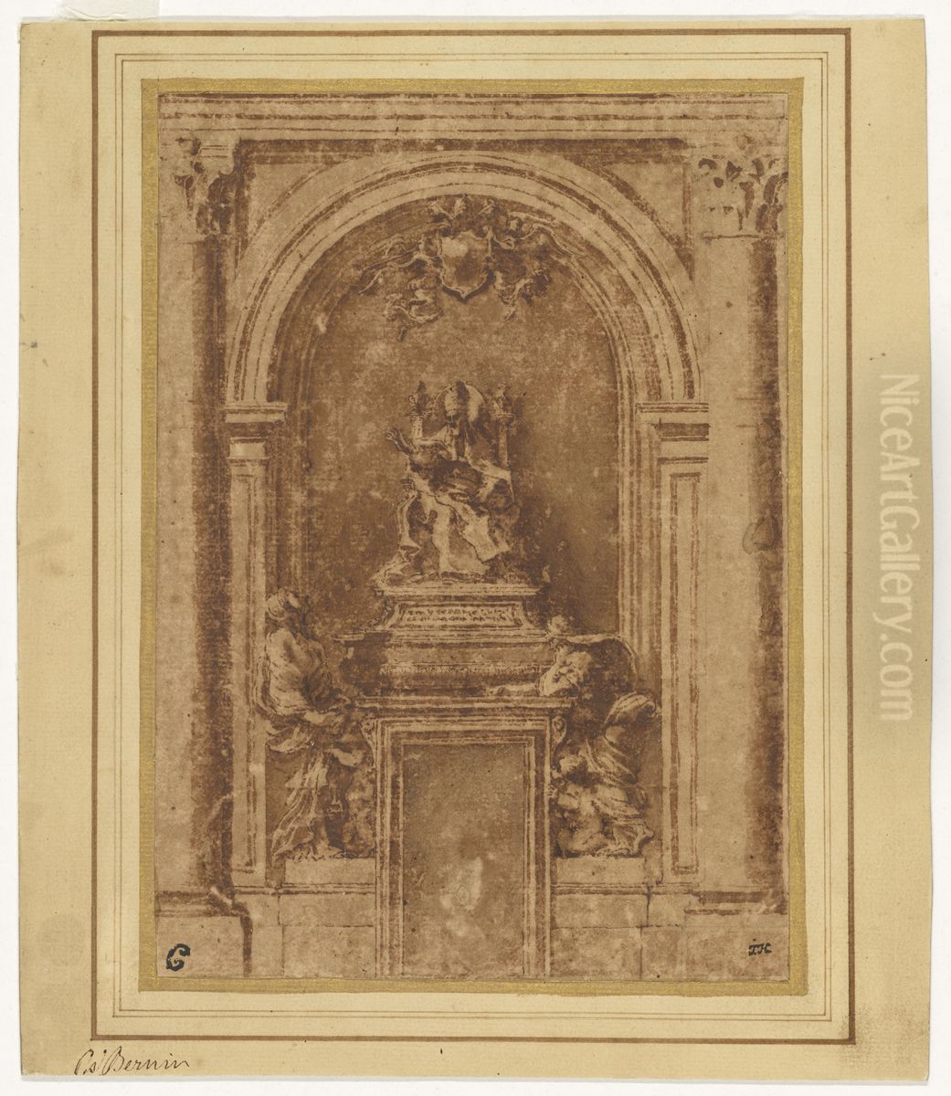 Design for the Tomb of Pope Alexander VII in Saint Peter's, Rome Oil Painting by Gian Lorenzo Bernini