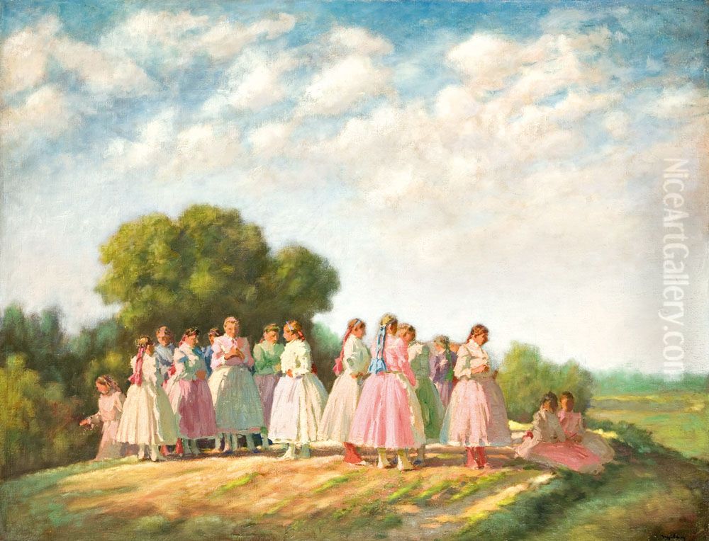 Girls from Tape Oil Painting by sandor Nyilasy