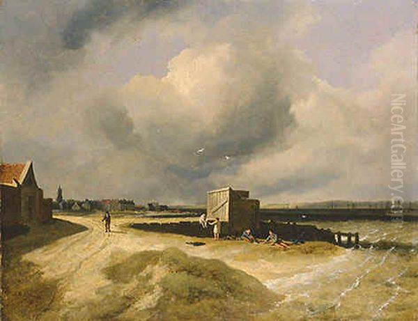 View of Irishtown from Sandymount Oil Painting by James Arthur O'Connor