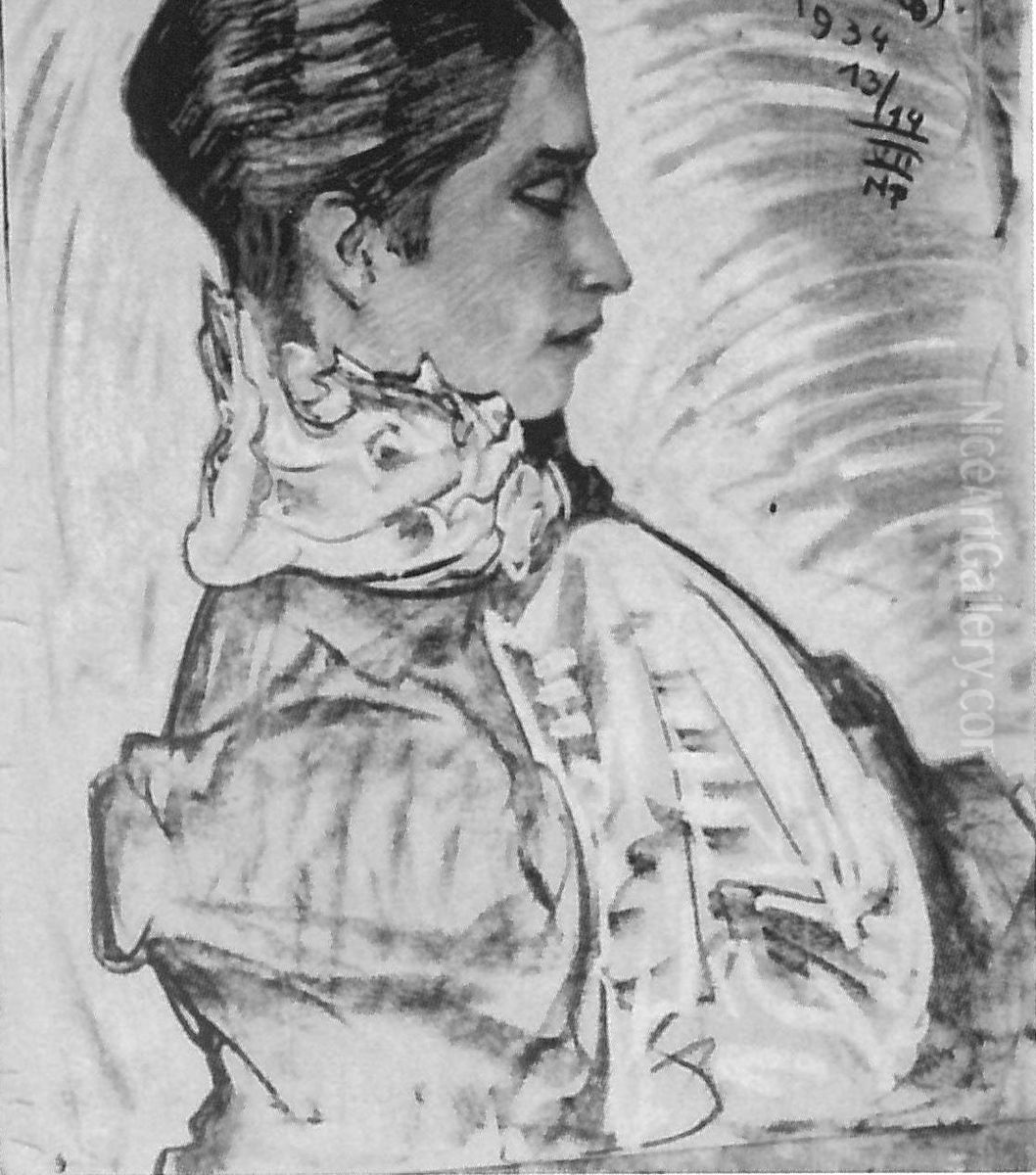 Portrait of Maria Gertnerowna-Bialynicka-Birula Oil Painting by Stanislaw Ignacy Witkiewicz (Witkacy)