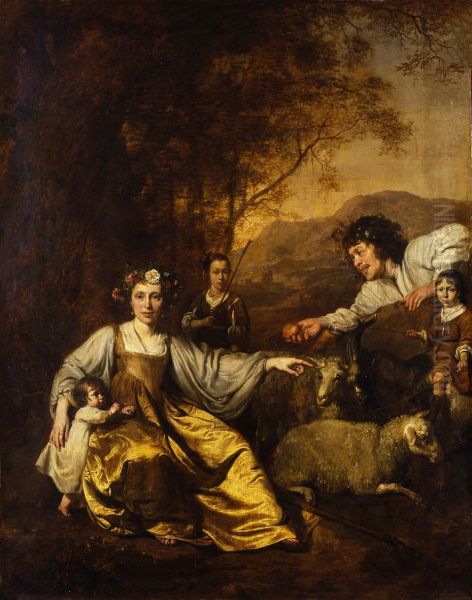 Portrait d'une famille en costume de berger Oil Painting by Gerbrand Van Den Eeckhout