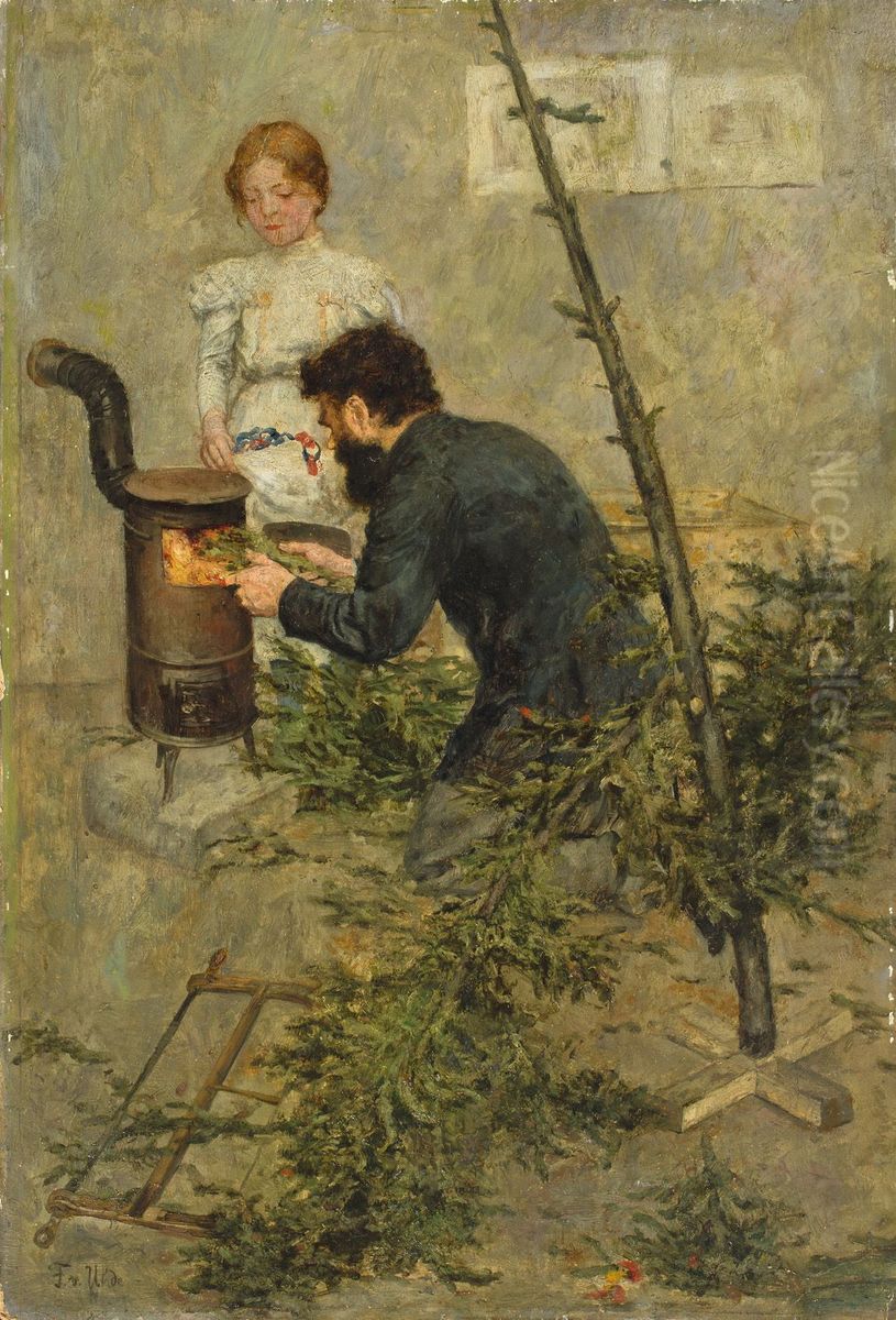 After christmas Oil Painting by Fritz von Uhde