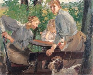 The Daughters of the artist in the garden