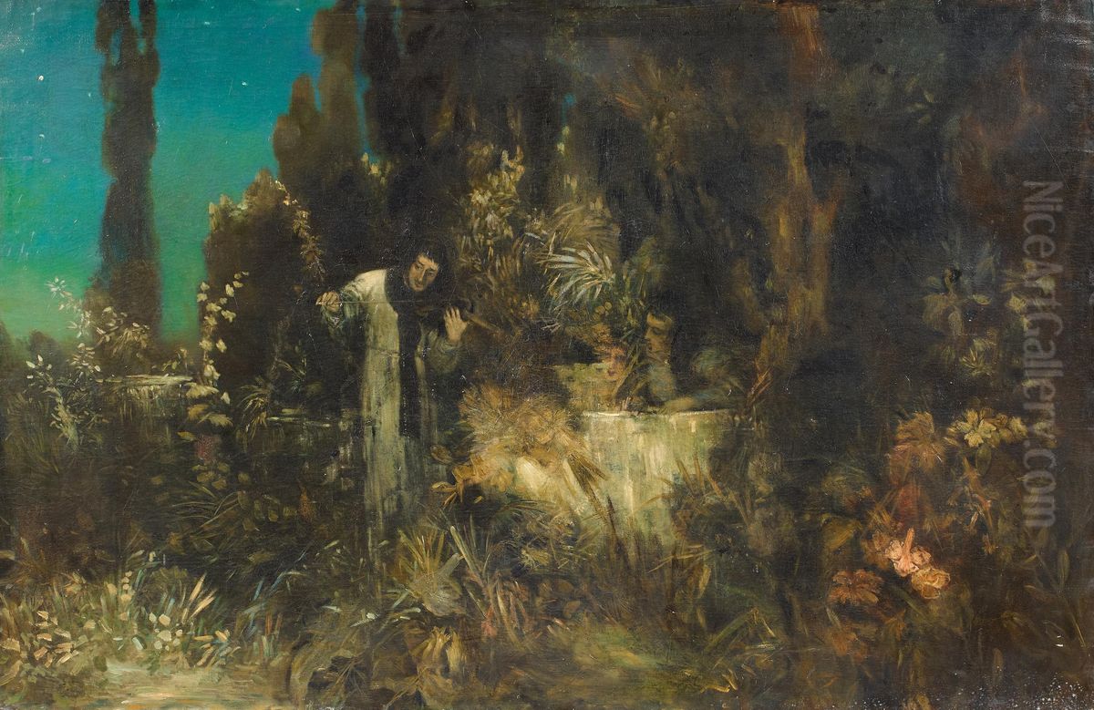 Im Klostergarten Oil Painting by Fritz von Uhde