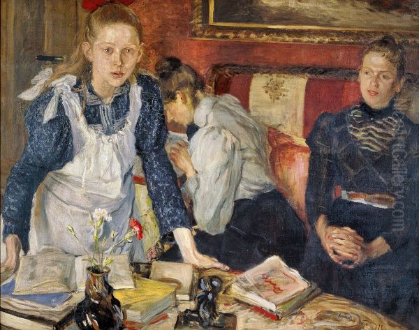 The lesson Oil Painting by Fritz von Uhde