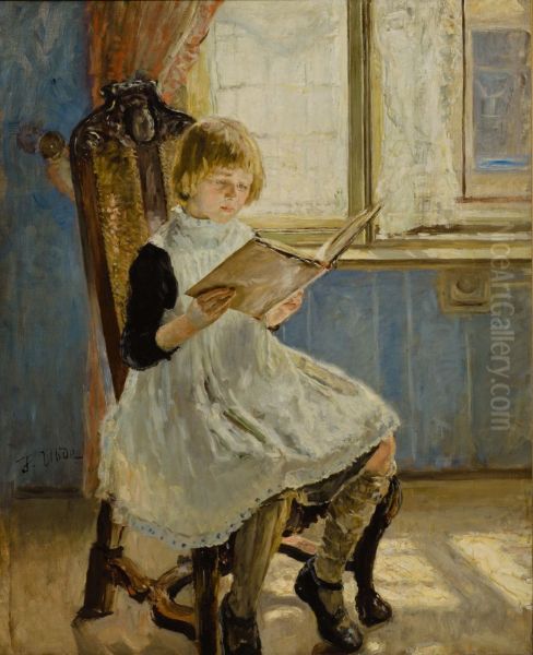 Picture Book I Oil Painting by Fritz von Uhde