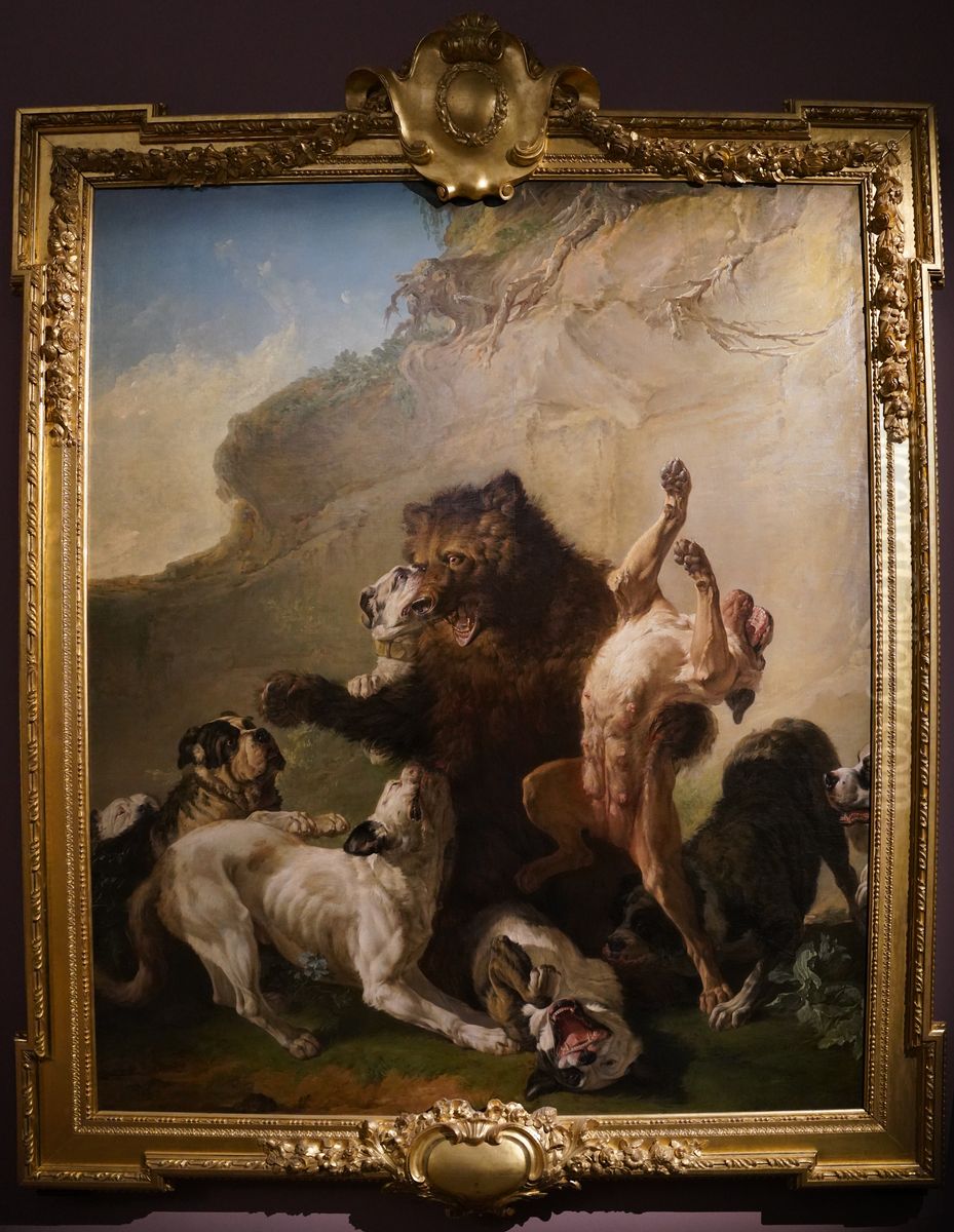 Poolse beer aangevallen door vechthonden Oil Painting by Jean-Jacques Bachelier