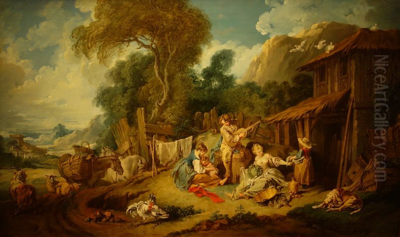 Le repos des fermiers Oil Painting by Francois Boucher