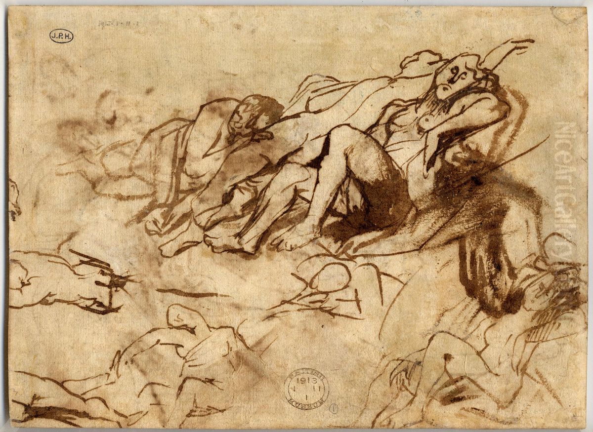 Slight sketches for reclining figures, overcome by wine Oil Painting by Sir Anthony Van Dyck
