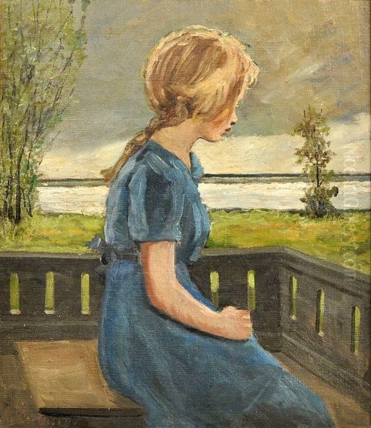 Portraet af pige. Oil Painting by Christian Aigens