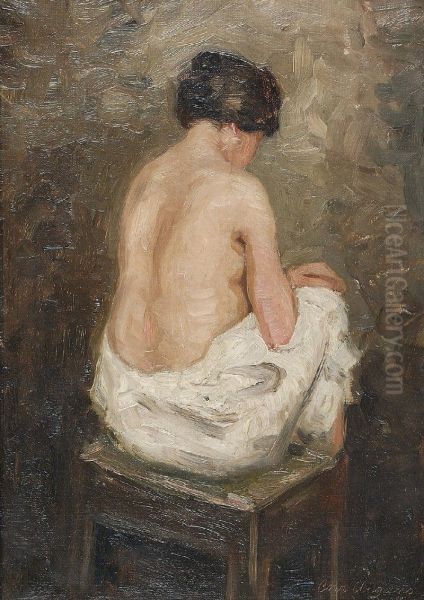Rygvendt model. Oil Painting by Christian Aigens