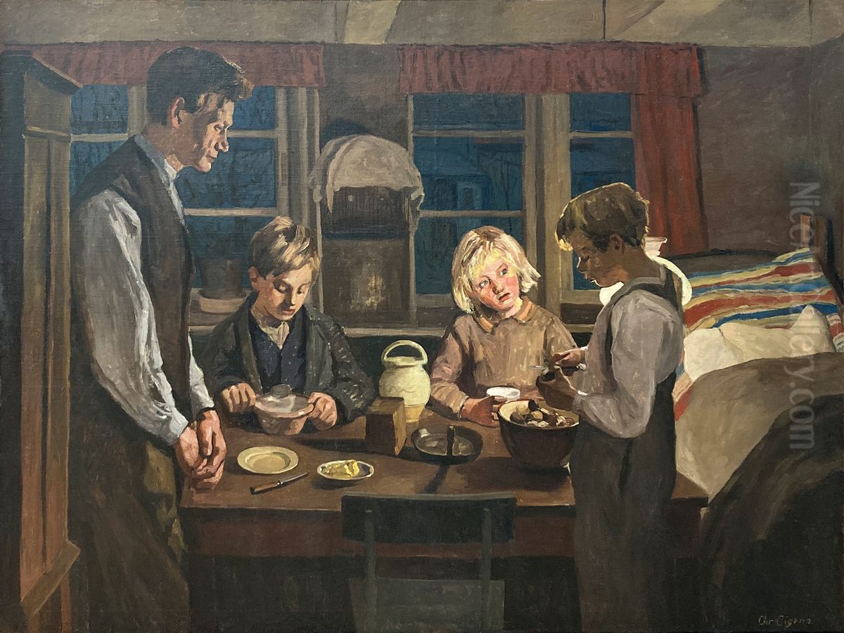 Give us today our daily bread. Oil Painting by Christian Aigens