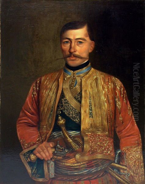 Portrait of the Cincar Janko Popovic Oil Painting by Uros Knezevic