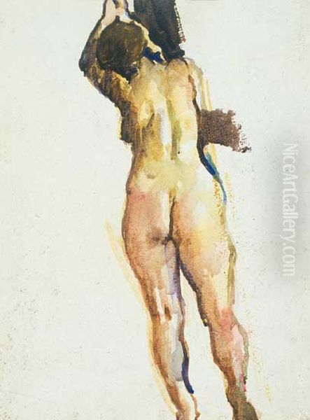 Nude woman Oil Painting by Lajos Vajda