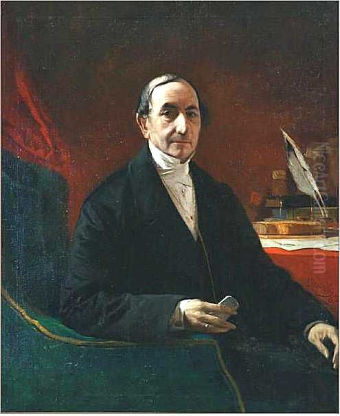 Rag. Giuseppe Vago ritratto da Mose Bianchi Oil Painting by Mose Bianchi