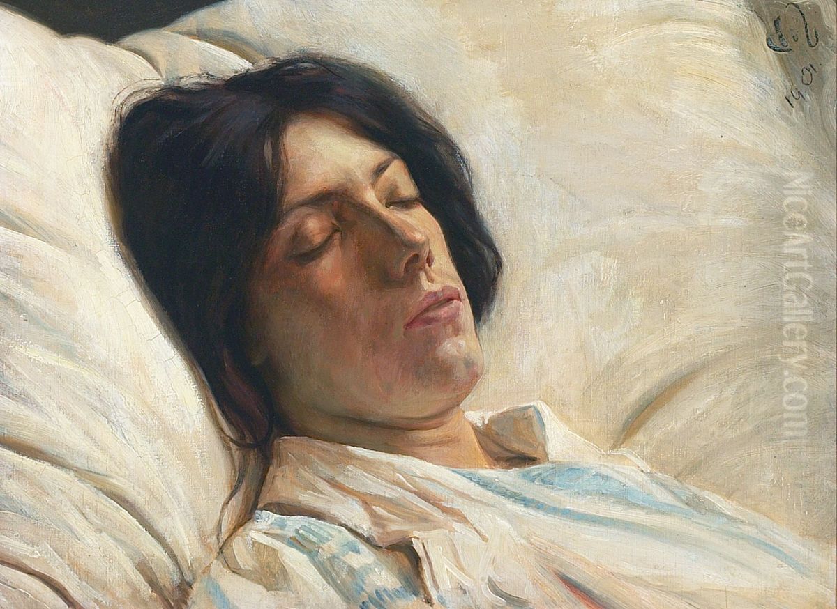 Sleeping Italian woman. Oil Painting by Valdemar Irminger