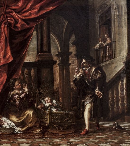 El milagro de las abejas (Retablo de la vida de San Ambrosio) Oil Painting by Juan De Valdes Leal