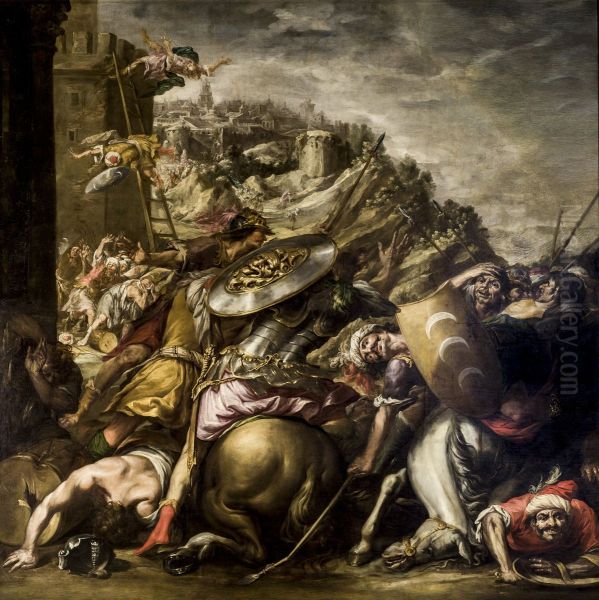 La derrota de los sarracenos Oil Painting by Juan De Valdes Leal