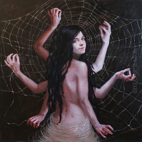 Arachne, Predator and Prey Oil Painting by Judy Takacs