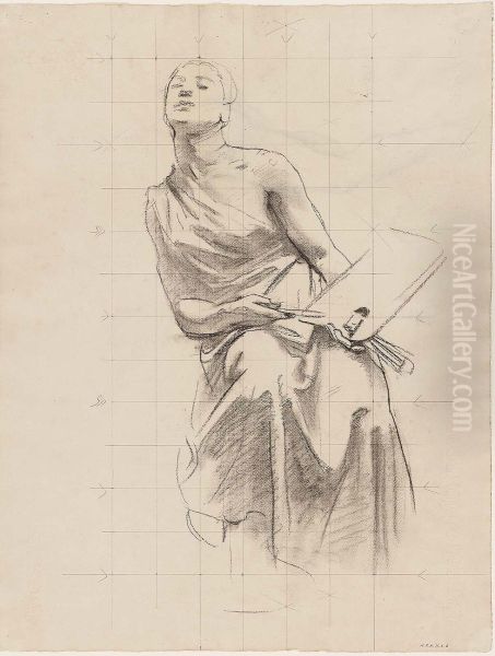 Sketch for Architecture, Painting and Sculpture - Painting (recto) Oil Painting by John Singer Sargent
