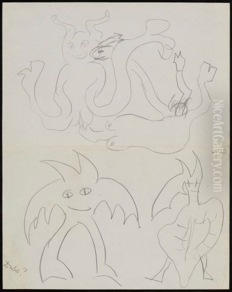 Sketches of two fantastic characters Oil Painting by Stanislaw Ignacy Witkiewicz (Witkacy)