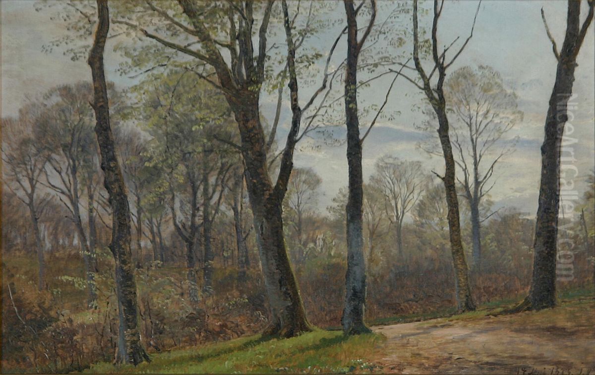 Lysning i skoven. Oil Painting by Janus Andreas Bartholin La Cour