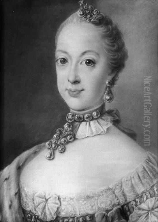 Dronning Sophie Magdalene af Sverige, som prinsesse af Danmark. Oil Painting by Peder Als