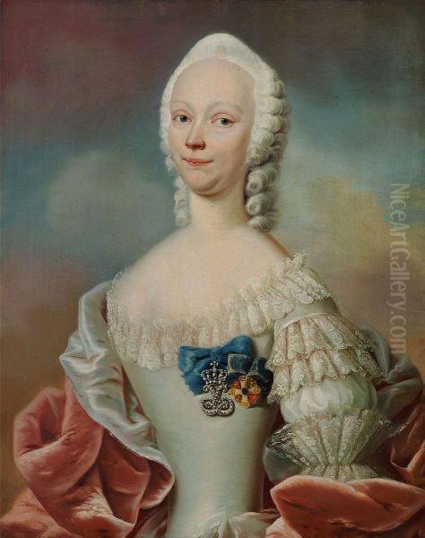 Elisabeth von Mosting, geb. Schack, Ehefrau des Frederik Christian Mosting Oil Painting by Peder Als