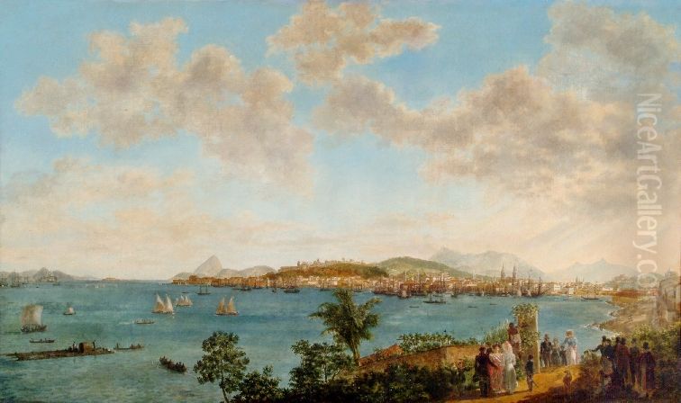 Vista do Rio de Janeiro tomada da Ilha das Cobras Oil Painting by Felix Taunay, Baron of Taunay