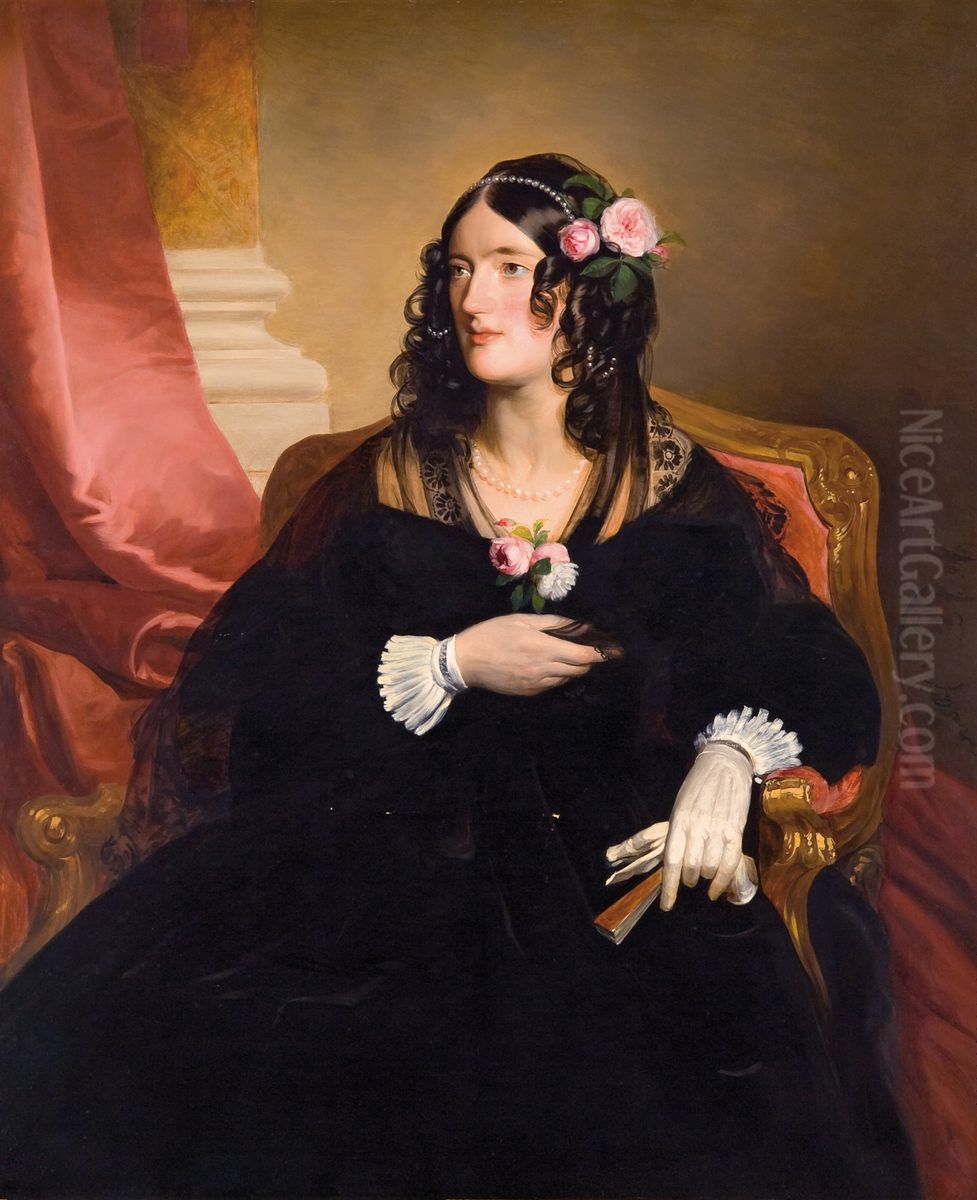 Portrait of Princess Franziska of Liechtenstein (1813-1881) Oil Painting by Friedrich von Amerling