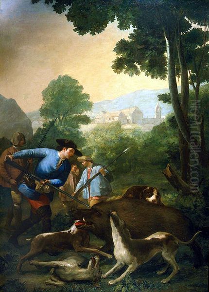 The Boar Hunt Oil Painting by Francisco Goya