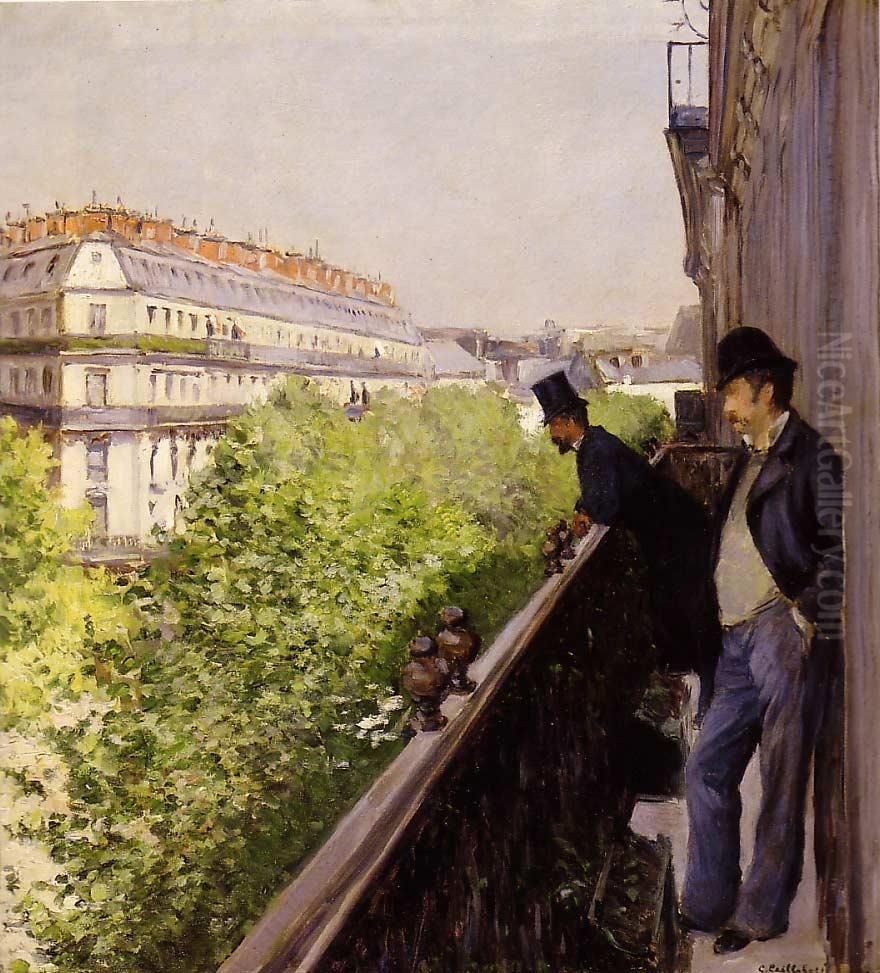 Balcony, Boulevard Haussmann Oil Painting by Gustave Caillebotte