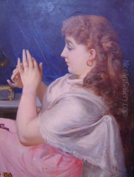 La noia de l'anell Oil Painting by Ramon Marti Alsina