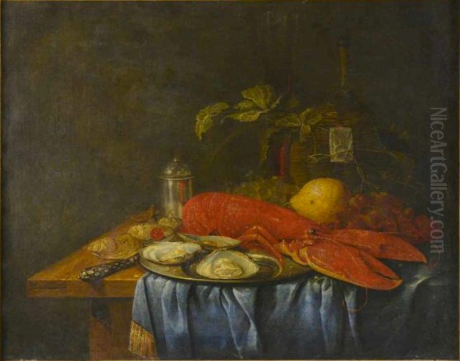 Still life with lobster Oil Painting by G. van Deynum